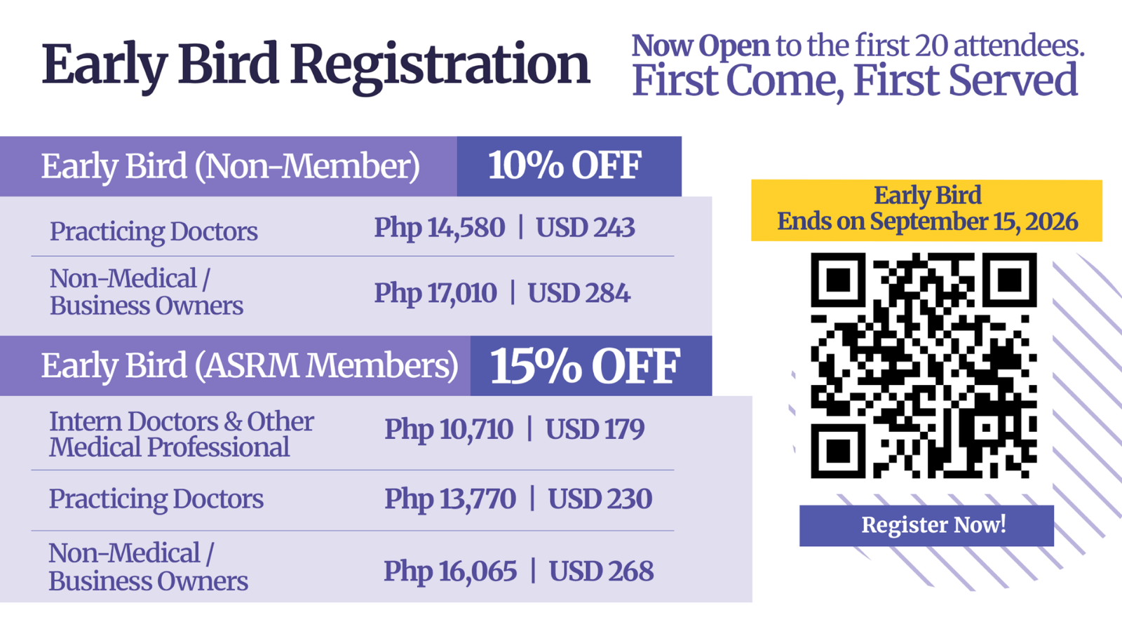 ASRM convention Early Bird registration rates